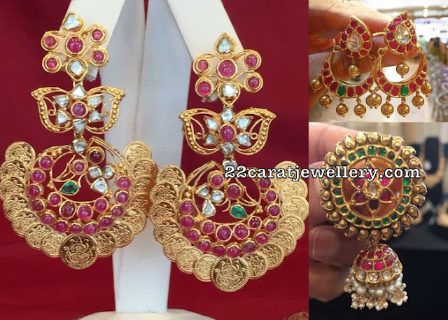 Chandbalis and Large Jhumkas with Pota Rubies