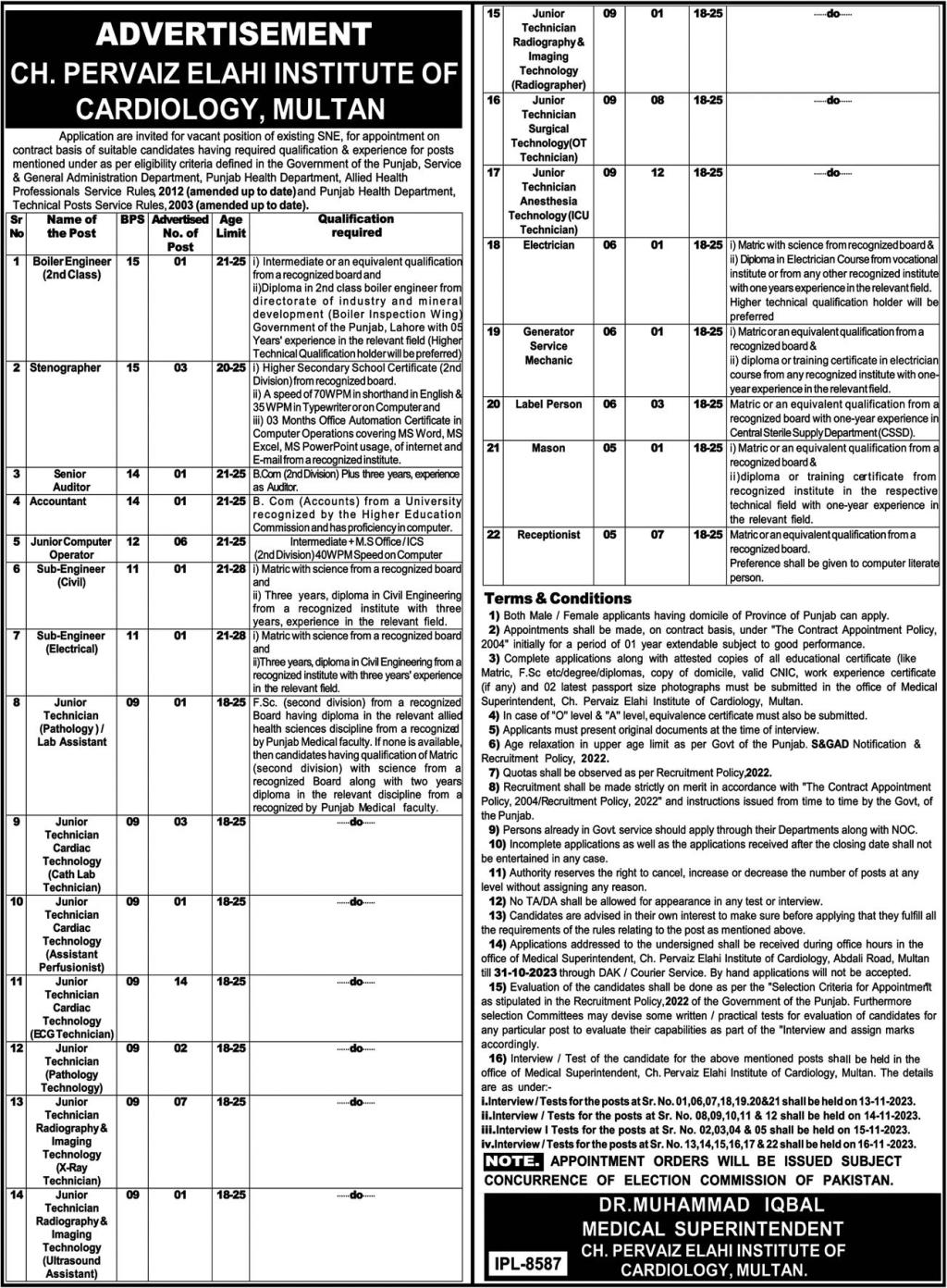 Jobs in Chaudhry Pervaiz Elahi Institute of Cardiology