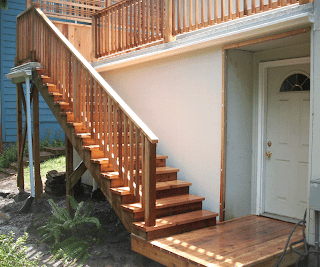 Stairs Leading to Deck Over Living Space, Protected by Duradek Vinyl