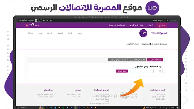 كيفية معرفة استهلاك باقة النت الارضى من we المنزلي