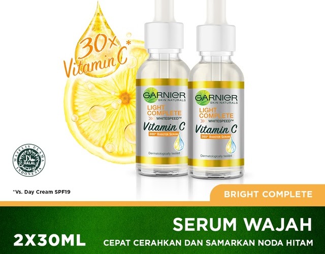 Garnier Light Complete Vitamin C 30x Booster Serum Skin Care - 30 ml x 2 pcs ( Cerahkan Noda Hitam )