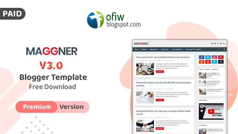 New Maggner v3.0 - [Premium] Blogger Template Free Download - Responsive Blogger Template