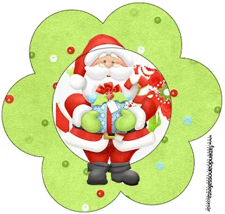 Santa in Green, Flower Invitation.