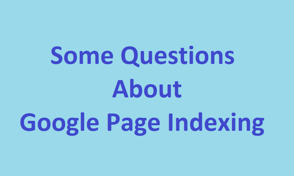 Some Questions About Google Page Indexing