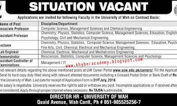 Jobs in University of WAH  2018