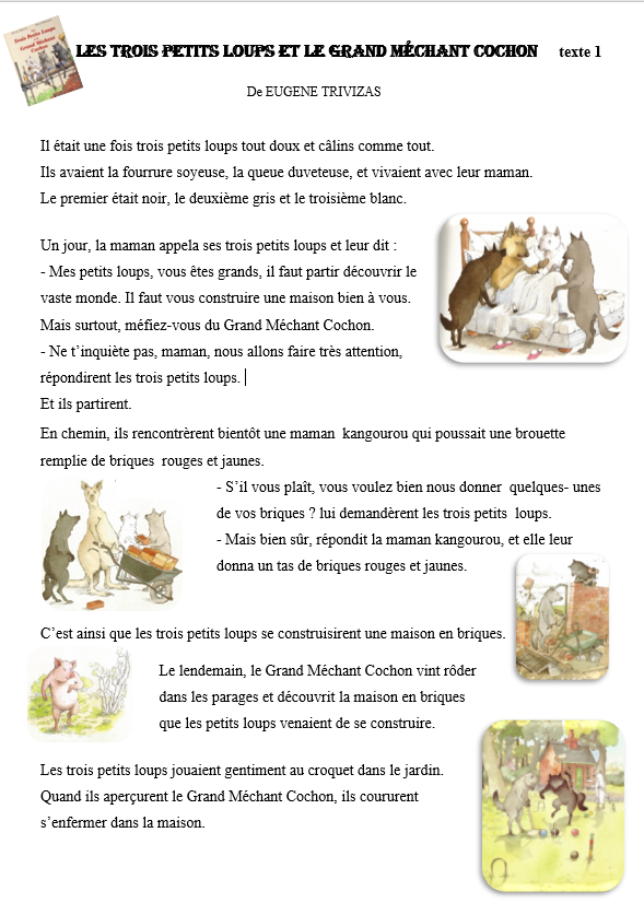 La Classe De Sanleane Les Trois Petits Loups Et Le Grand Mechant Cochon