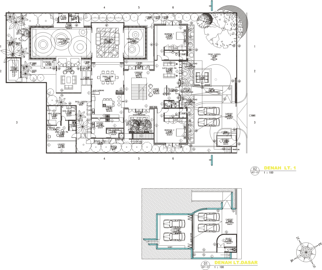 Desain Rumah Mewah 1 Lantai Dengan Kolam Renang Interior Rumah