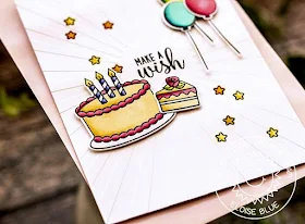 Sunny Studio Stamps: Make A Wish Sunburst Embossing Folder Happy Birthday Card by Eloise Blue