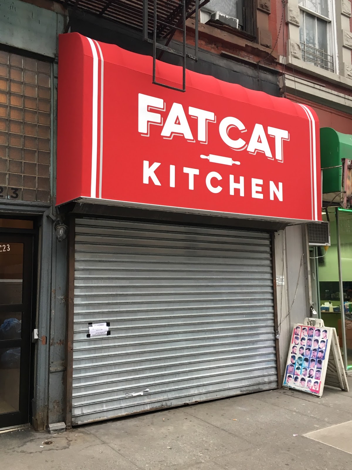 EV Grieve 1st sign of Fat Cat Kitchen  on 14th Street