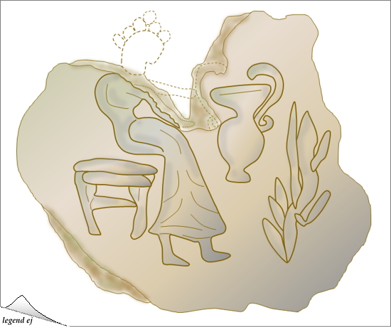 ミノア文明・クノッソス宮殿遺跡・粘土印影「女神・アンフォラ容器」 Minoan Goddess-Clay Seal Impression, Knossos Palace／©legend ej