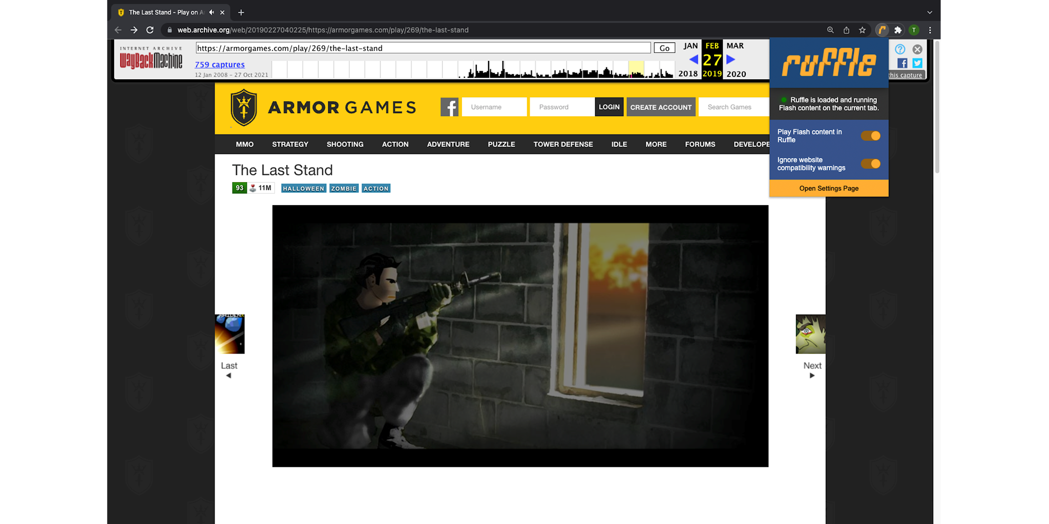 2021-11-03: Playing Archived Flash Games From ArmorGames.com Using