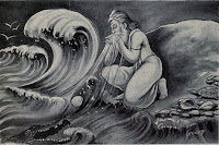 Sage Agastya draining the oceans waters