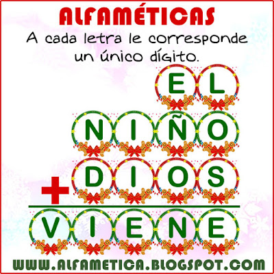 Alfamética, Criptoaritmética, Criptosuma, Aritmética oculta, Juego de letras, Navidad y matemática, Problemas matemáticos, Desafíos matemáticos