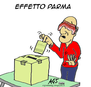 Effetto Parma, PD, M5S, elezioni, satira vignetta