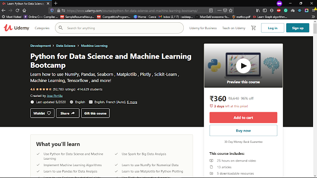 Udemy Python for Data Science and Machine Learning Bootcamp