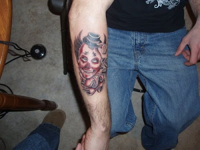 Skull tattoos and creepy tattoos, jester tattoos, gargoyle tattoos, clown