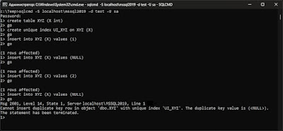 Создание уникального индекса в MS SQL Server