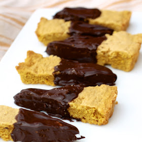 Chocolate Dipped Pumpkin Shortbread | The Sweets Life