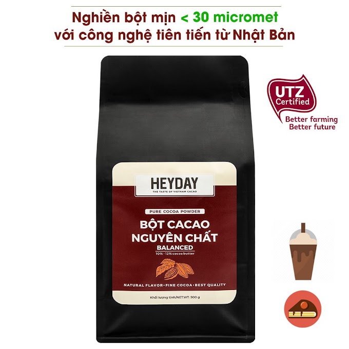 [ heydaycacao ]  Bột cacao nguyên chất 100% Heyday - Dòng Balanced phổ thông [250g - 500g]