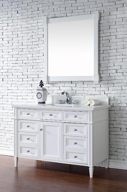 Contemporary 48 inch Single Bathroom Vanity White Finish No Top