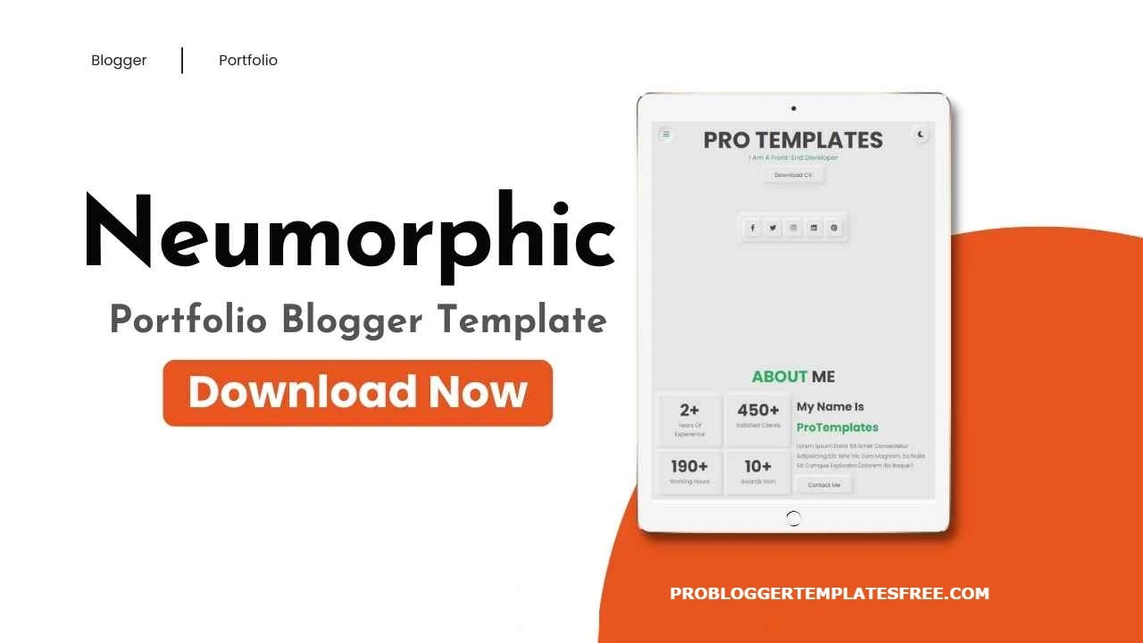 Neumorphic Profile Portfolio Blogger Template Free Download