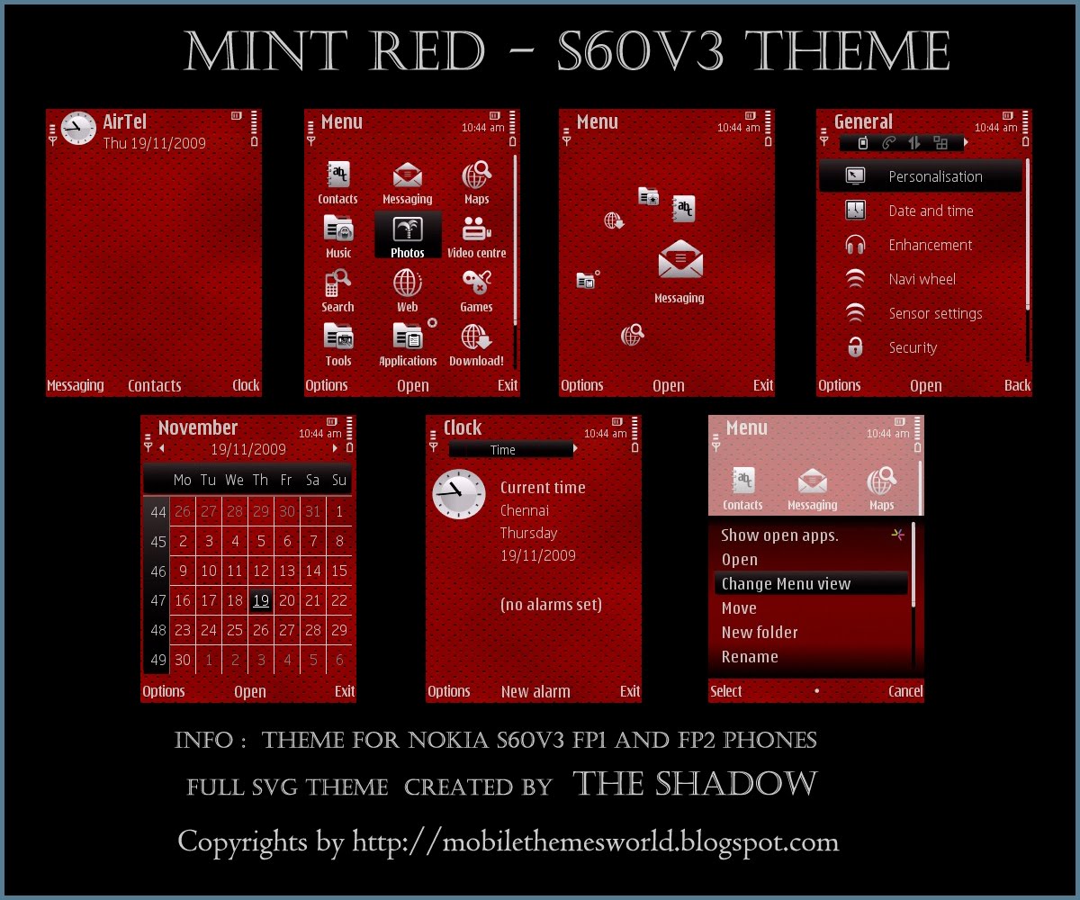 Mint Red Nokia S60v3 Premium Theme By TheShadow | Mobile Phone ...