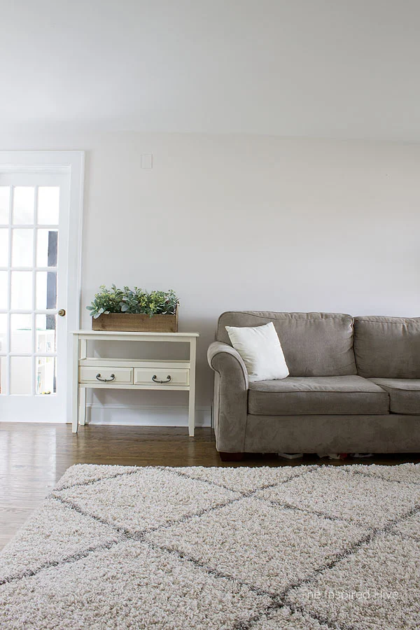 White and grey farmhouse living room
