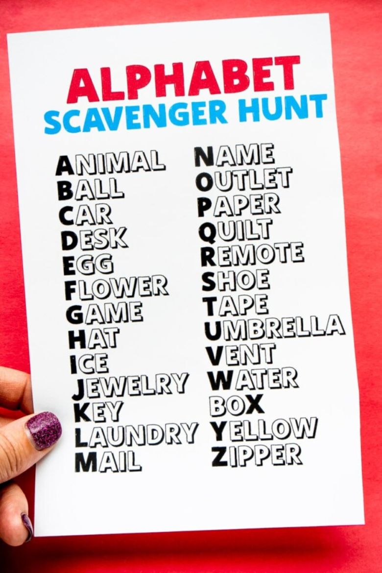 Alphabet scavenger hunt - alphabet activities for kids