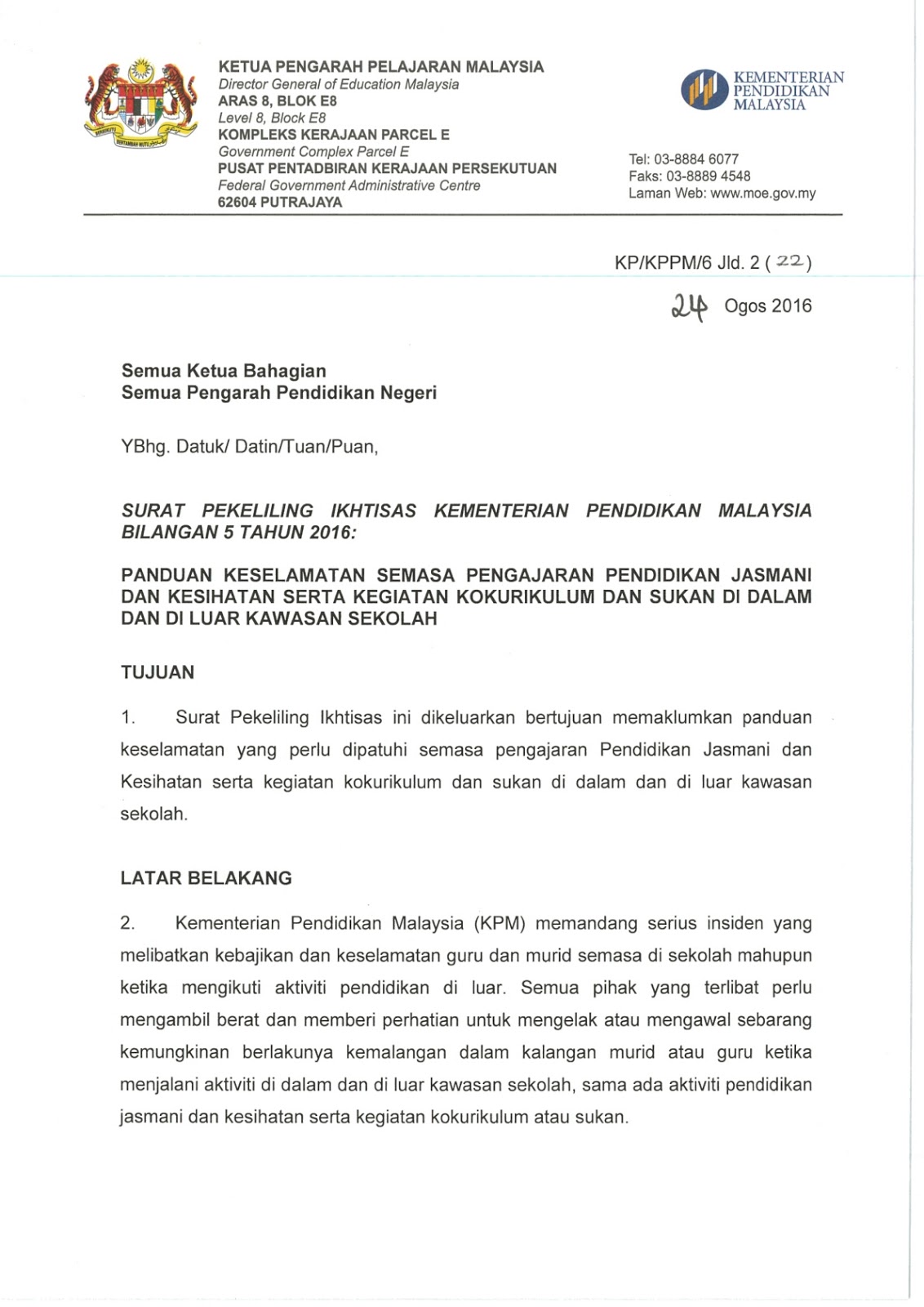 Surat Arahan Kementerian Kesihatan Malaysia