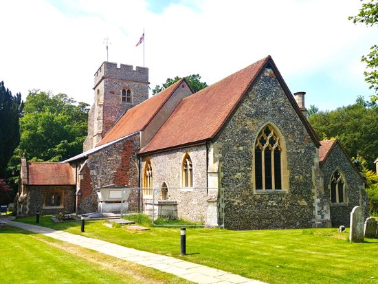 There are two WWI and seven WWII war graves in the two churchyards at St Mary's   Image by the North Mymms History Project, released under Creative Commons BY-NC-SA 4.0
