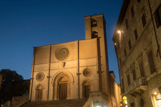 Duomo of Todi, Umbria lit up for the evening