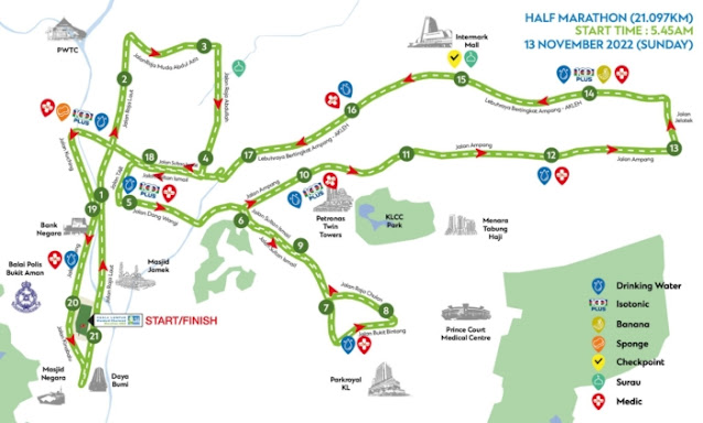 KLSCM 2022 Routes Highlights, KLSCM 2022, Full Marathon Route, Half Marathon Route, 5km route, 10km route, Lifestyle