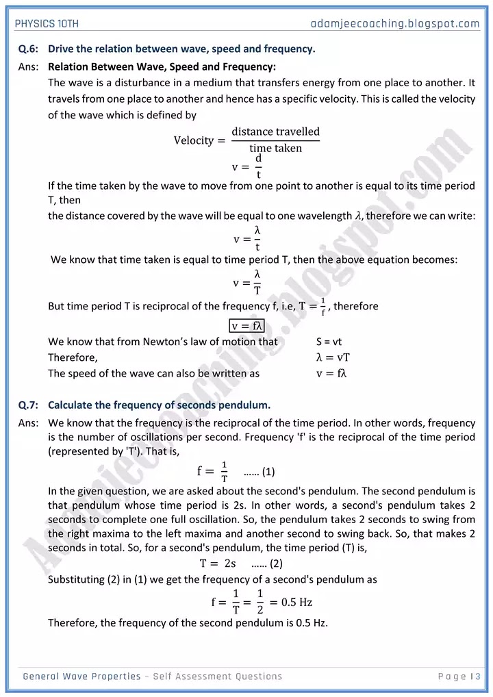general-wave-properties-self-assessment-questions-physics-10th