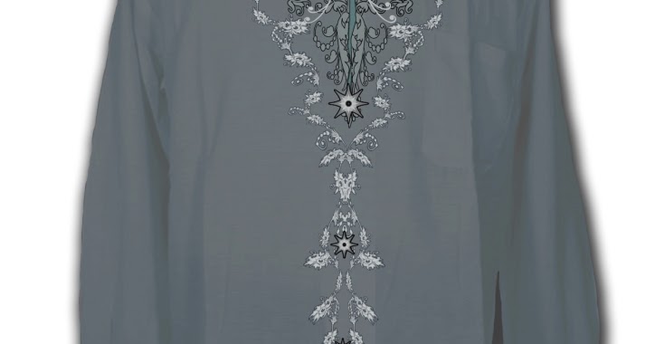Contoh Desain Baju Koko Warna Abu-abu  bordir