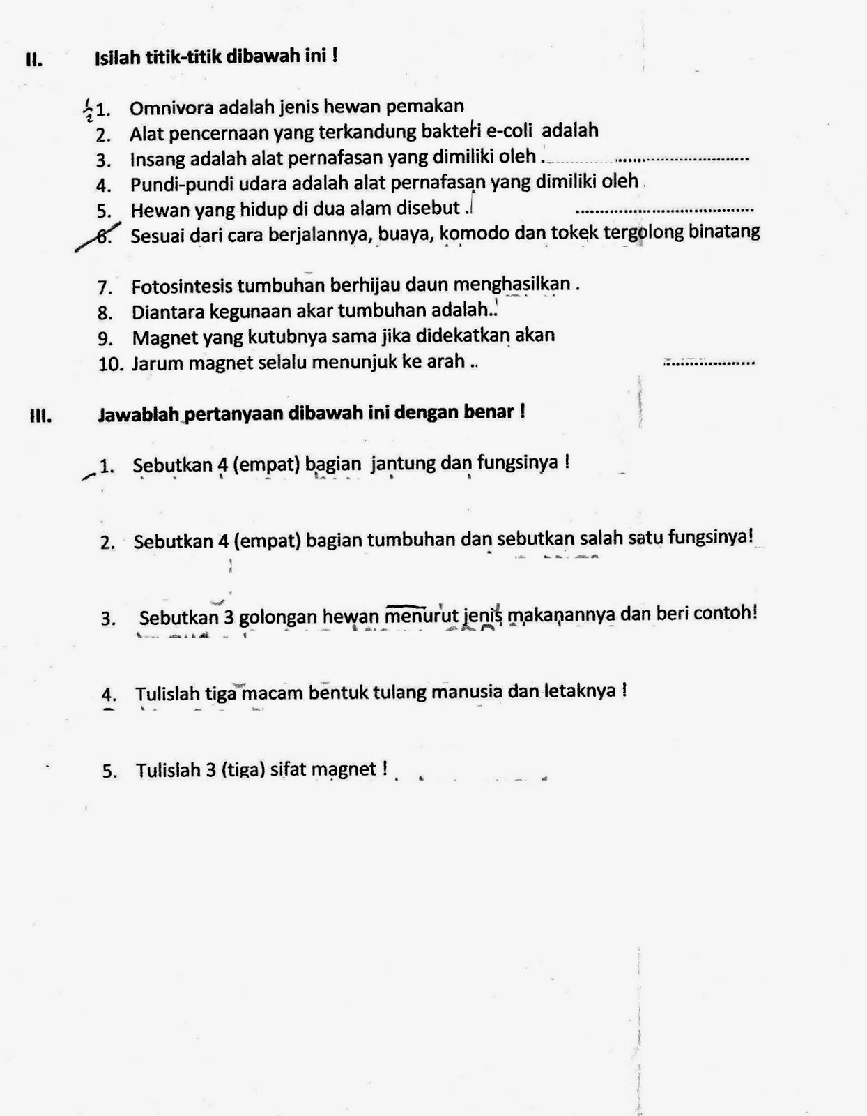 Semester Genap TA 2014 2015 Mata Pelajaran IPA Kelas 5 SD