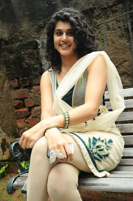 Tapsee in Cream Transparent and tight Churidar Dress Exposing her milky thighs actress pics