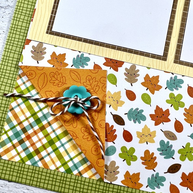 Fall 12x12 Scrapbook Page with button detail
