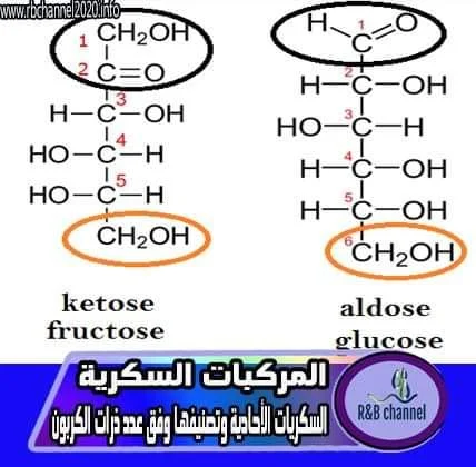 المركبات السكرية | السكريات الأحادية وتصنيفها وفق ذرات الكربون