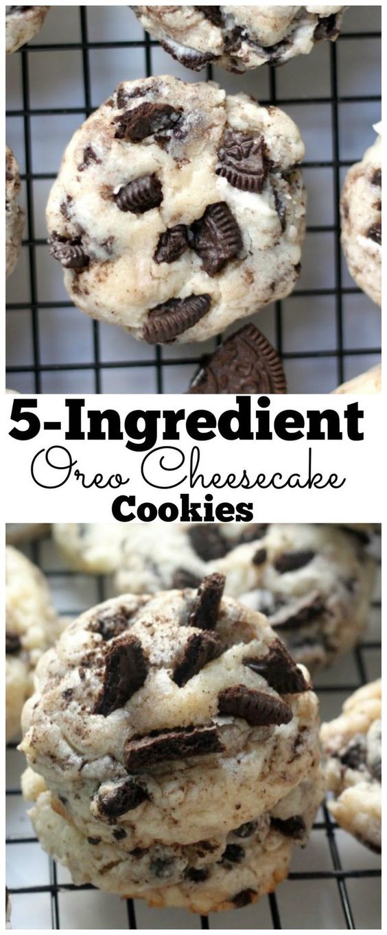 Insanely delicious Oreo Cheesecake Cookies are made with just 5 ingredients! These cheesecake cookies basically melt in your mouth.