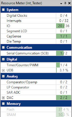 Updated Project PSoC Resource Usage