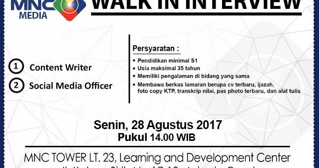 Lowongan Kerja MNC Media (Walk In Interview) - Kontrak Kerja
