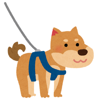 ハーネスをつけた犬のイラスト