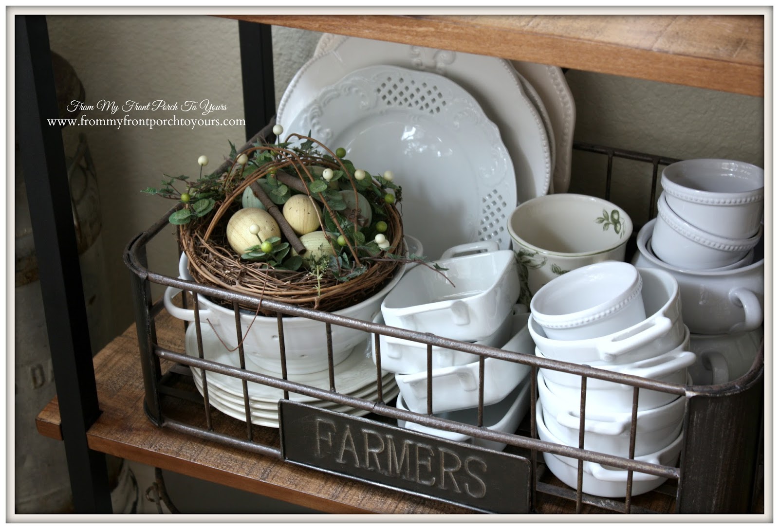 French Farmhouse Spring Breakfast Nook- From My Front Porch To Yours- Nest Vignette