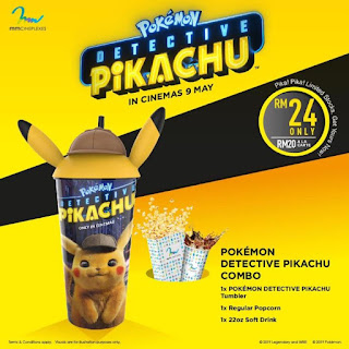 Pokemon Detective Pikachu tumblers available at mmCineplexes (Year 2019)