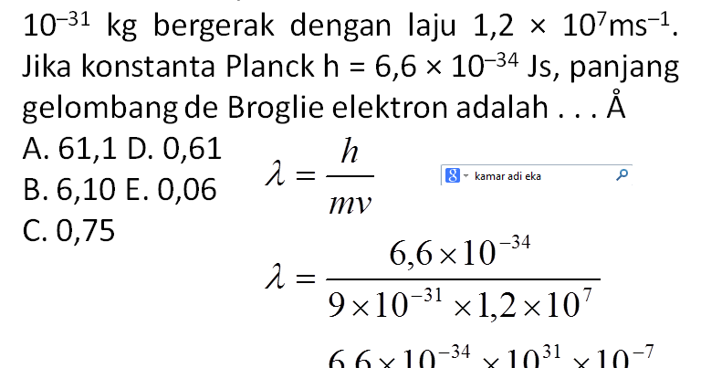 Fisika Cara Menghitung Panjang  Gelombang  De  Broglie  