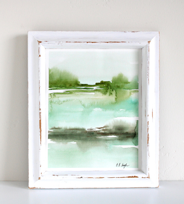 Green Abstract Watercolor Landscape by Elise Engh