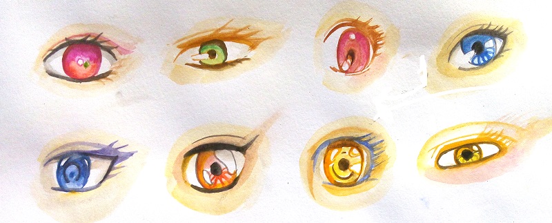 Cara mewarnai mata manga dengan watercolor - MAYAGAMI