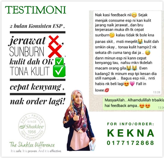 Testimoni ESP Shaklee Untuk Kulit : Bebas Jerawat dan Sunburn