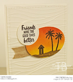 Blending and simple stamping with Stampin' Up! Waterfront stamp set create easy and beautiful scenes. Even beach scenes! ~Tanya Boser for Inky Friends