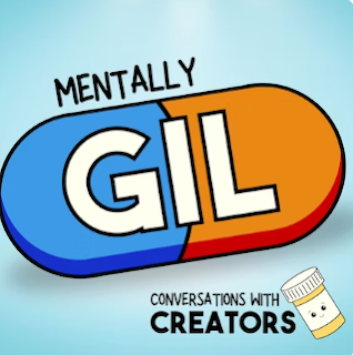 Graphic with a large pill that reads Mentally Gil across the side.